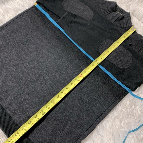 CODICE quarter zip merino wool blend sweater gray front bodice black back men’s - Picture 10 of 12